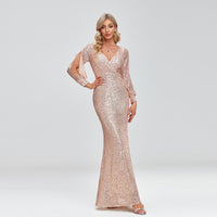 2023 Sexy New Women Elegant V-neck Mermaid Evening Dress Floor Length Formal Prom Party Gown