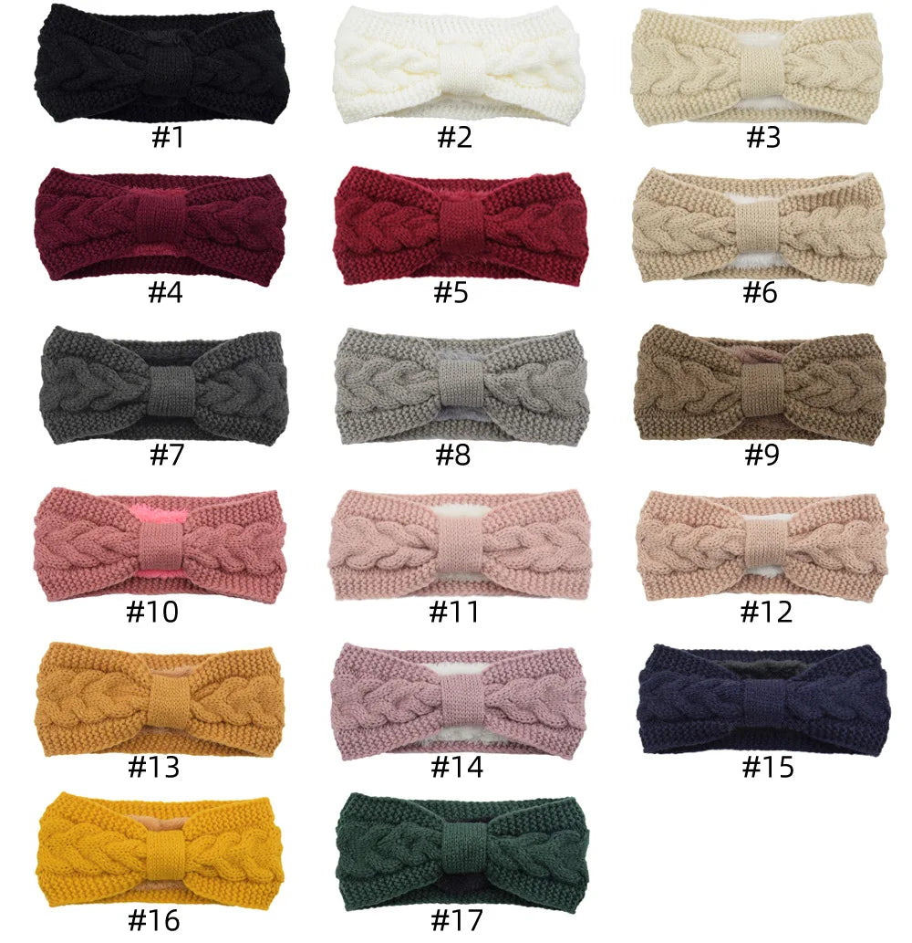 Winter Knitted Headbands for Women Warm Woolen Knitting Ear Warmer Cross Knot Turban Headwear Girls Hair Band Hair Accessories