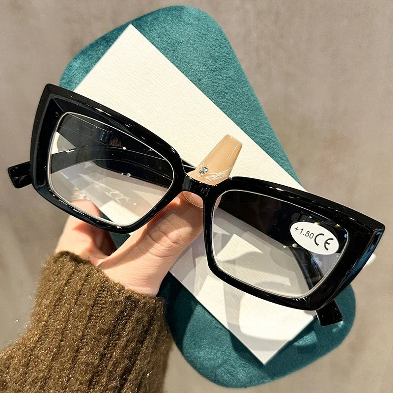 Men Women Small Square Frame Reading Glasses Fashionable Trendy Ultralight Presbyopia Retro HD Far Sight Eyeglasses Plus Diopter