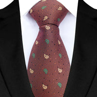 Luxury 8CM Mens Necktie Brown Orange Color Dot Stripes Ties For Man Groom Jacquard Woven Neck Tie For Business Wedding Party