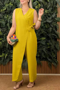 Female Casual Jumpsuit V-Neck Sleeveless Lace-up Jumpsuits For Women Fashion Office Holiday Womens Clothing Jumpsuits Summer New