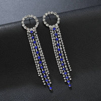 New Luxury Rhinestone Crystal Long Tassel Earrings for Women Bridal Drop Dangling Earrings Party Wedding Jewelry Gifts