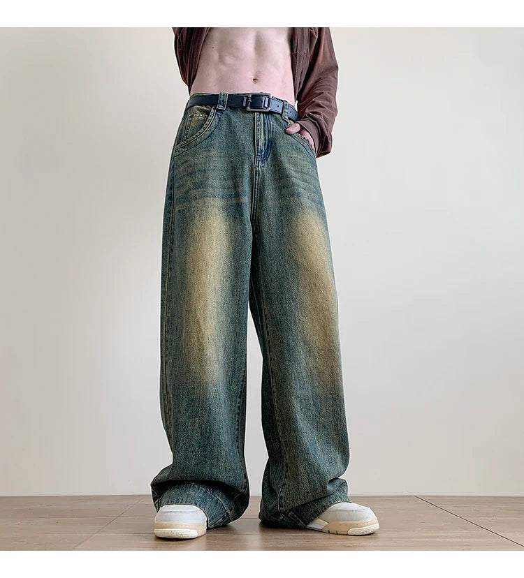 Jeans men Baggy Jeans Straight Casual Distressed Vintage Jean Pants Men Wide-leg Denim Trousers Male Oversize Streetwear Fashion
