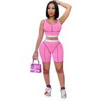 Knitted Ribbed Striped 2 Piece Sets Summer Outfits for Women 2023 Crop Top and Shorts Casual Matching Sets Sportwear Sweatsuits