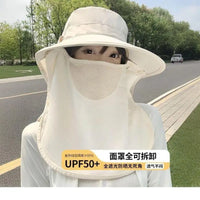 2025 Summer Wide Brim UPF 50+ Sun Hat With Face Cover - Full Coverage UV Protection Bucket Hat -Outdoor Beach Travel