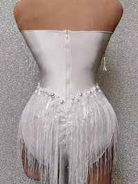 Sparkly Rhinestones Sequins Tassel Leotard Women Nightclub Outfit Singer Dancer Costume Stage Wear Sexy Performance Bodysuit