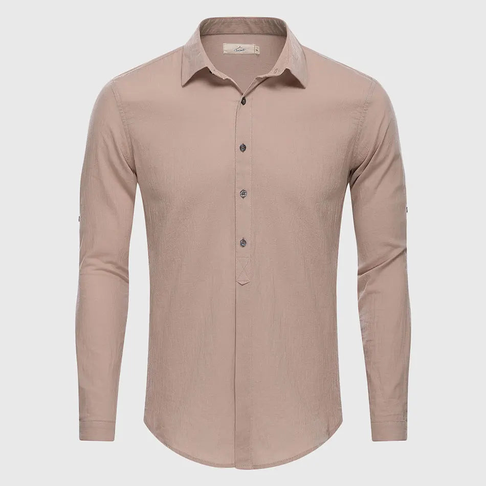 Men Cotton Linen Blend White Shirt Casual Male Shirt Slim Fit Spring Summer Style Cool