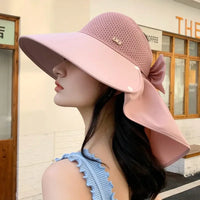 1Pcs Outdoor Sun Bucket Hat for Women Girls Fishing Hiking Wide Brim Bucket Hat with Neck Cover 360° Protection Sunscreen Caps