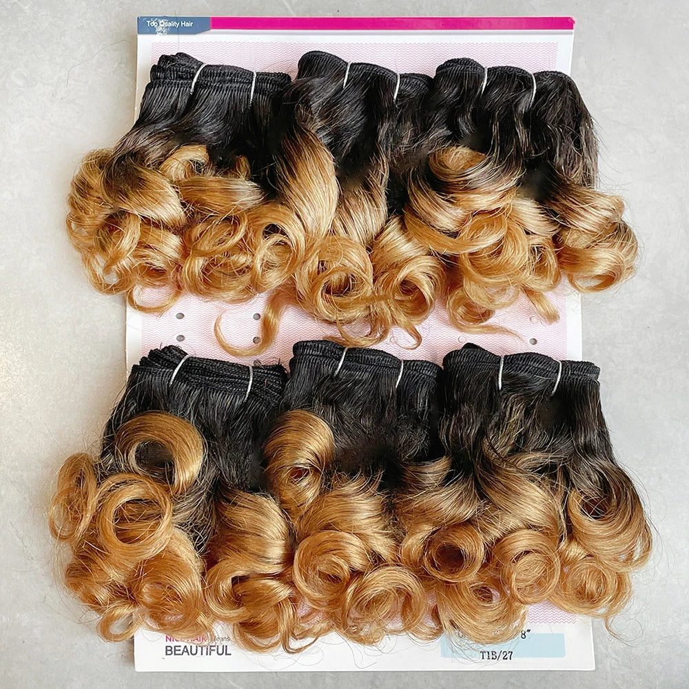 Blonde Bouncy Curly Bundles 100% Human Hair Bundles For Black Women Indian Short Curly Hair Bundles Colored 1B 27 30 99J
