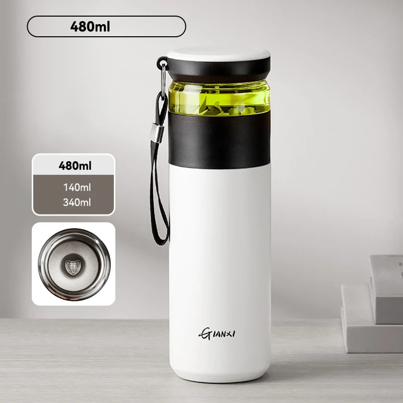 GIANXI 480ML Stainless Steel Cold Insulation Coffee Cup With Lid Household Ceramic Liner Water Bottle Kitchen Thermos Bottle