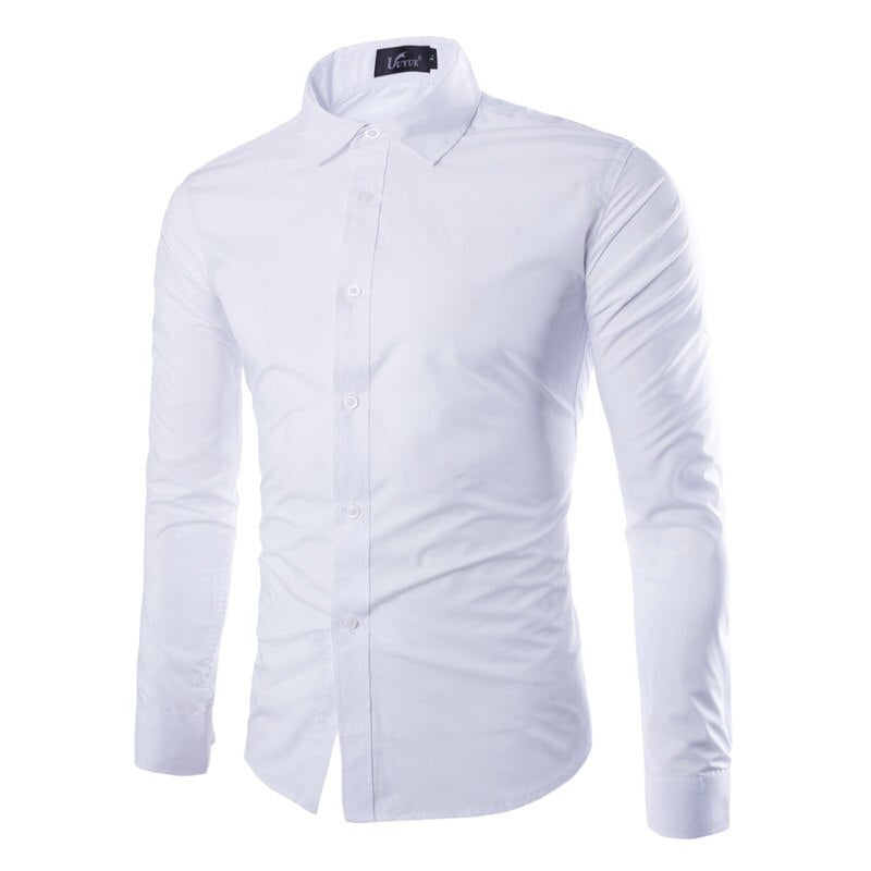 Mens Casual Shirts 2022 Single Breasted Mens Slim Fit Dress Long Sleeve Shirts Soild Male Social Shirts Designer Chemise Homme