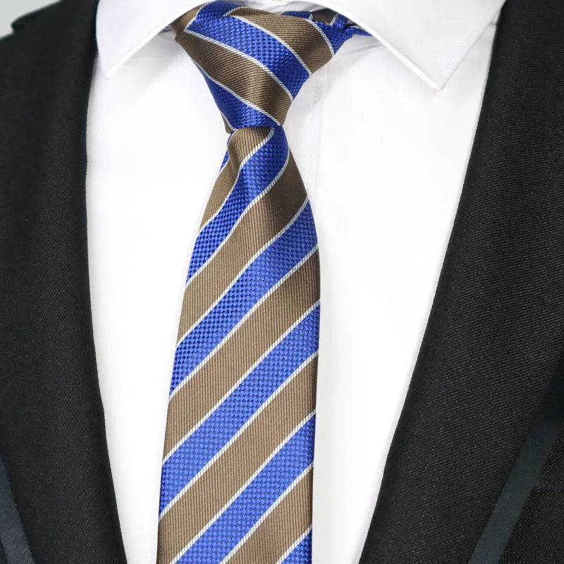New Slim Narrow Skinny 6CM Mens Necktie Neck Ties For Man Plaids Polka Dot Stripes Jacquard Cravat Business Party Corbatas