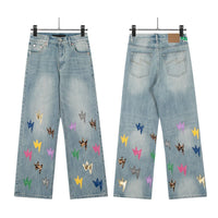 Spring Summer New Fashion Casual Hip Hop Softened Denim Straight Leg Pants High Street Men Women Loose Comfortable Jeans