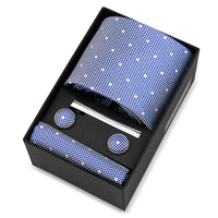 Luxury 8cm Tie For Men Handkerchief Cufflink Tie Clip Set Man Wedding Gravata Suit Accessories Brand Business Necktie Box Gift