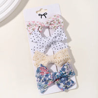 4PCS/Set Muslin Baby Girls Bows Hair Clips Hairpins Hairclip For Kids Cotton Linen Barrette Flower Print Side Pin Accessories