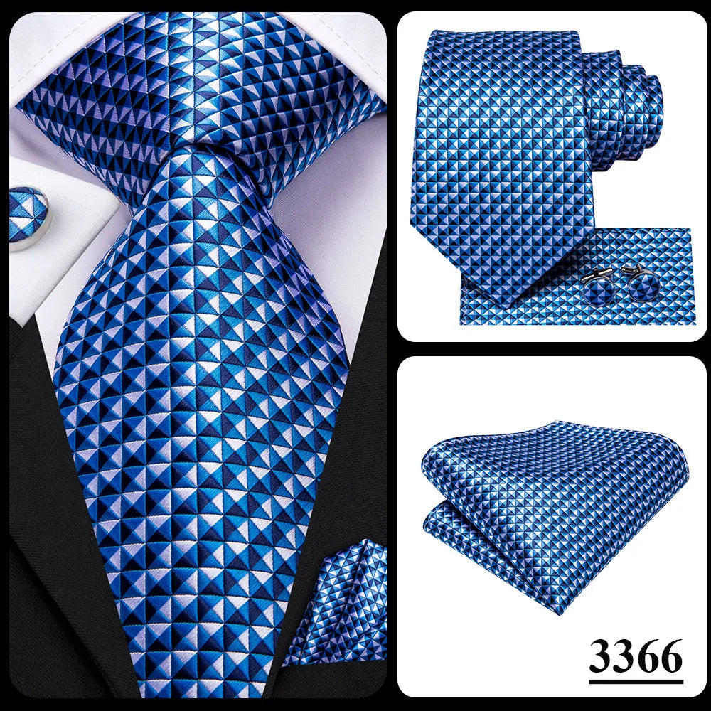 Hi-Tie Blue Business Solid 100% Silk Men's Tie NeckTie 8.5cm Ties for Men Formal Luxury Wedding High Quality Gravata