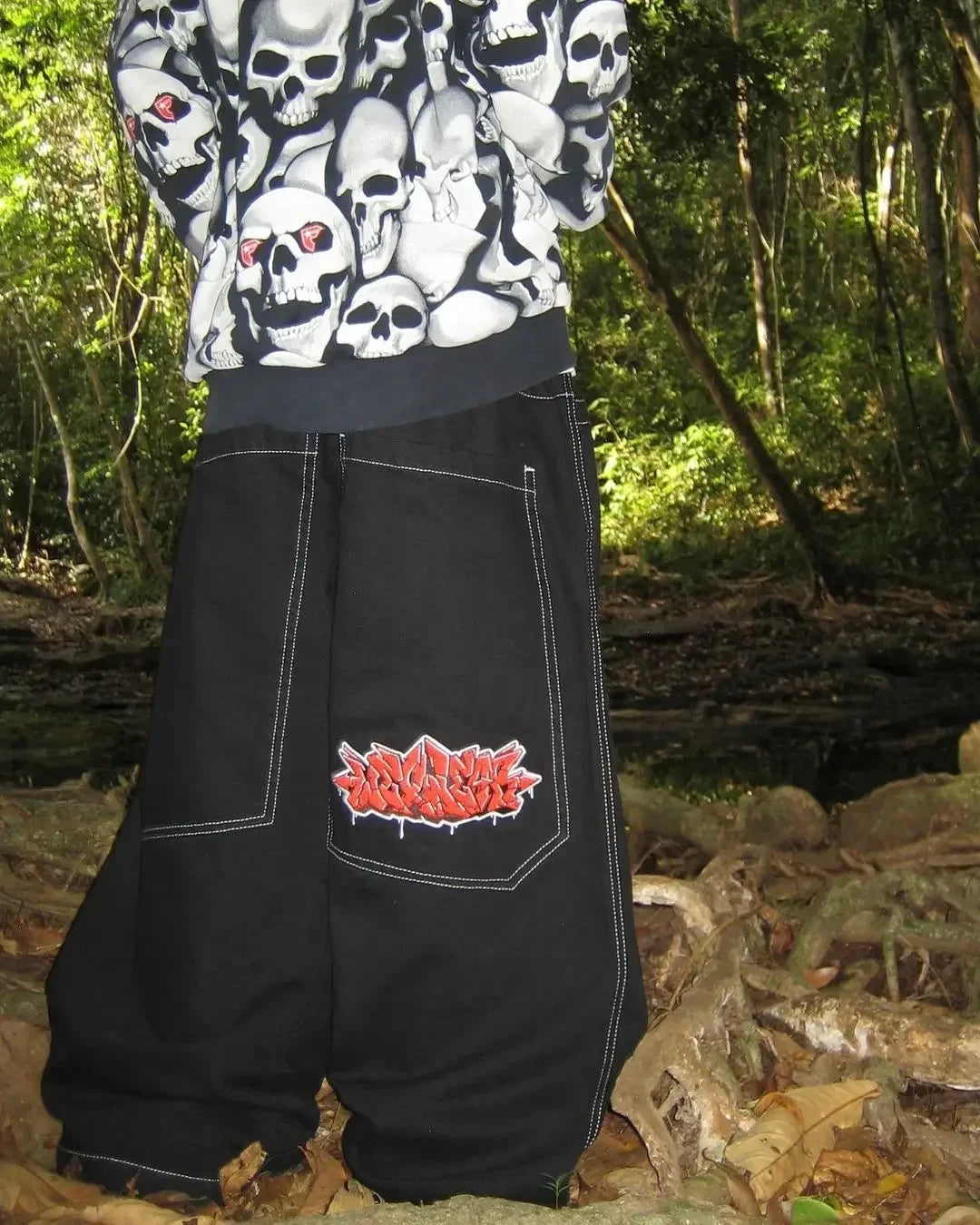 Harajuku Money Print Streetwear Jeans High Waist Wide Trouser Black Pants Streetwear Men Hip Hop Women Embroider Y2k Baggy Jeans