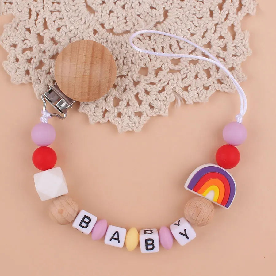 Rainbow Beech Clip Pacifier Chain Baby Silicone Pacifier Chain Baby Teether Pacifier Anti Drop Chain Baby Product