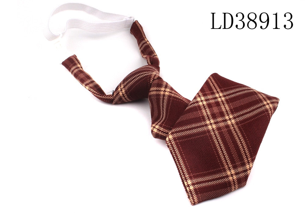 Skinny Ties For Men Women Casual Plaid Necktie Suits Boys Girls Ties Slim Men Necktie Gravatas Simple Lazy person Student Tie