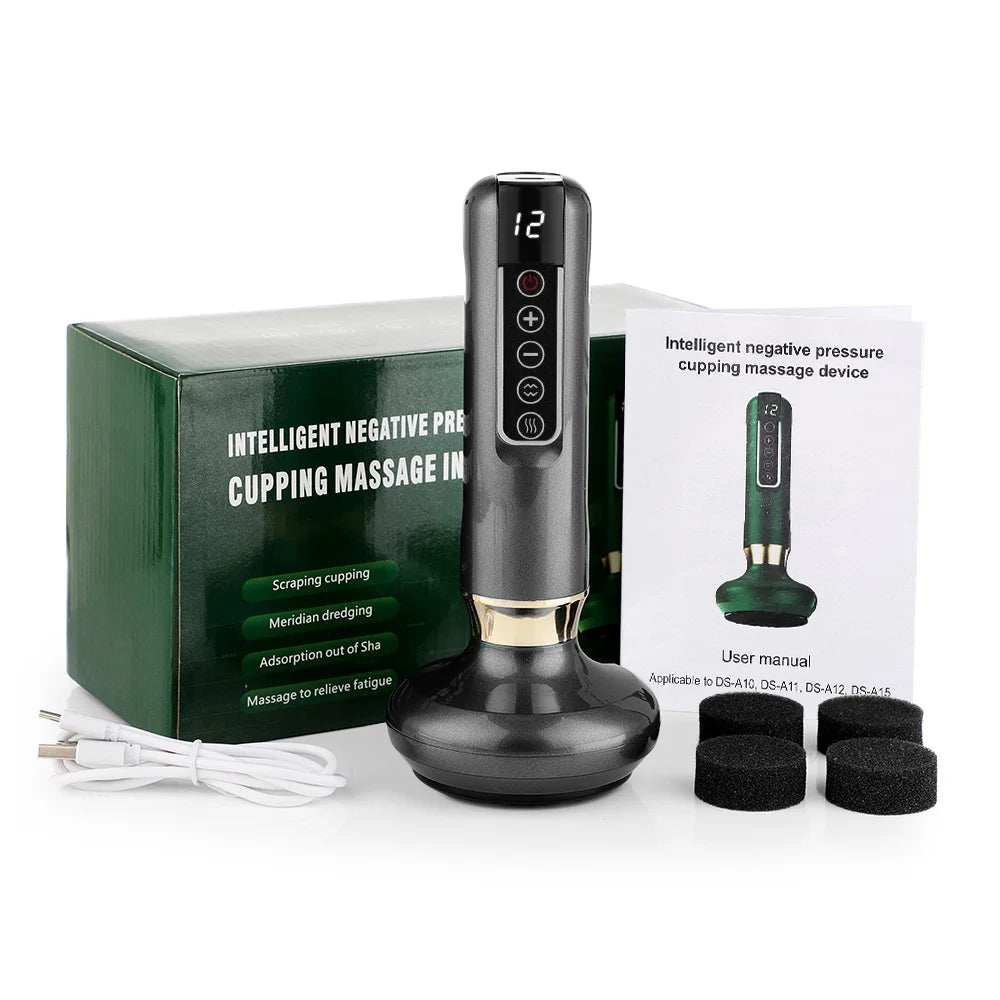 Electric Cupping Device 12 Levels Vacuum Cupping Cans USB Rechargeable Scraping Cupping Cans Suction Massage Apparatus