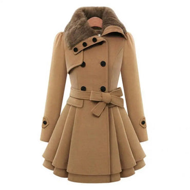 Women Trench Coat Autumn Winter Women Overcoat Streetwear A-line Hem  Stylish Korean Style Slim Lapel Overcoat