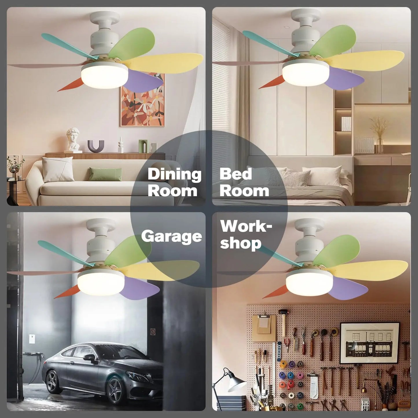 20.5-inch LED 40W ceiling fan light E27 with remote dimming function, suitable for living room, study, and home use, 85-265V