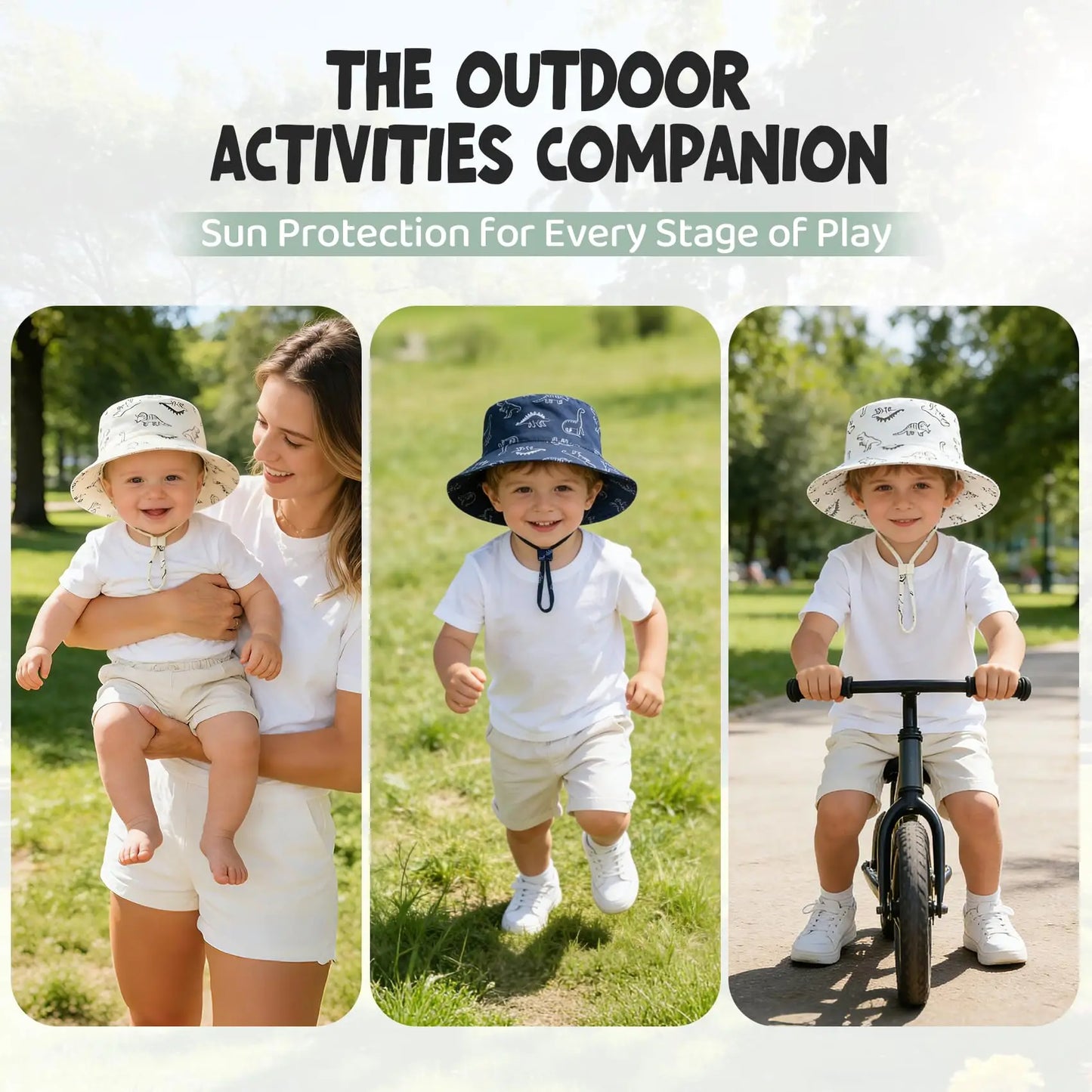 Children Fisherman Sun Hat Unisex UPF 50+ Sun Protection Outdoor Beach Hat Mesh Breathable Dinosaur Print Wide Brim Bucket Hat