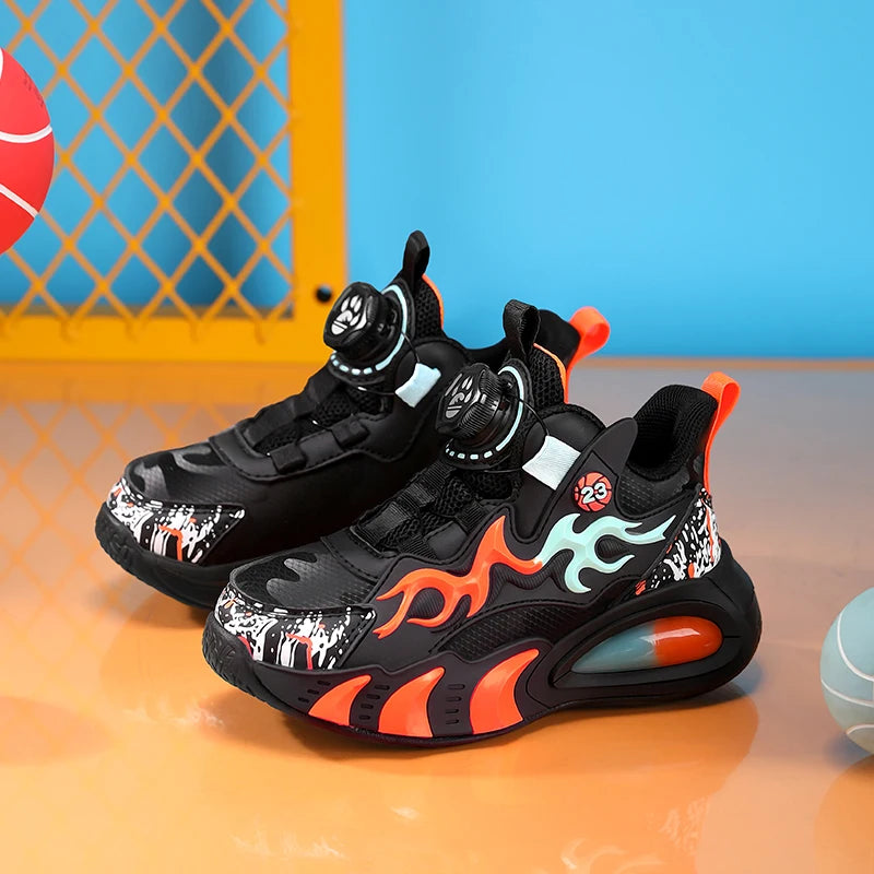 A pair of children's four-season leather high-top basketball shoes, wear-resistant basketball shoes, size 28-39，JT-2825