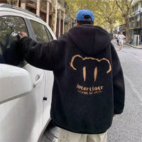 Men's Winter Jacket Oversized Hooded Coat Winter New Korean Fashion Preppy Style Loose Bear Embroidery Thickened Coat Jackets