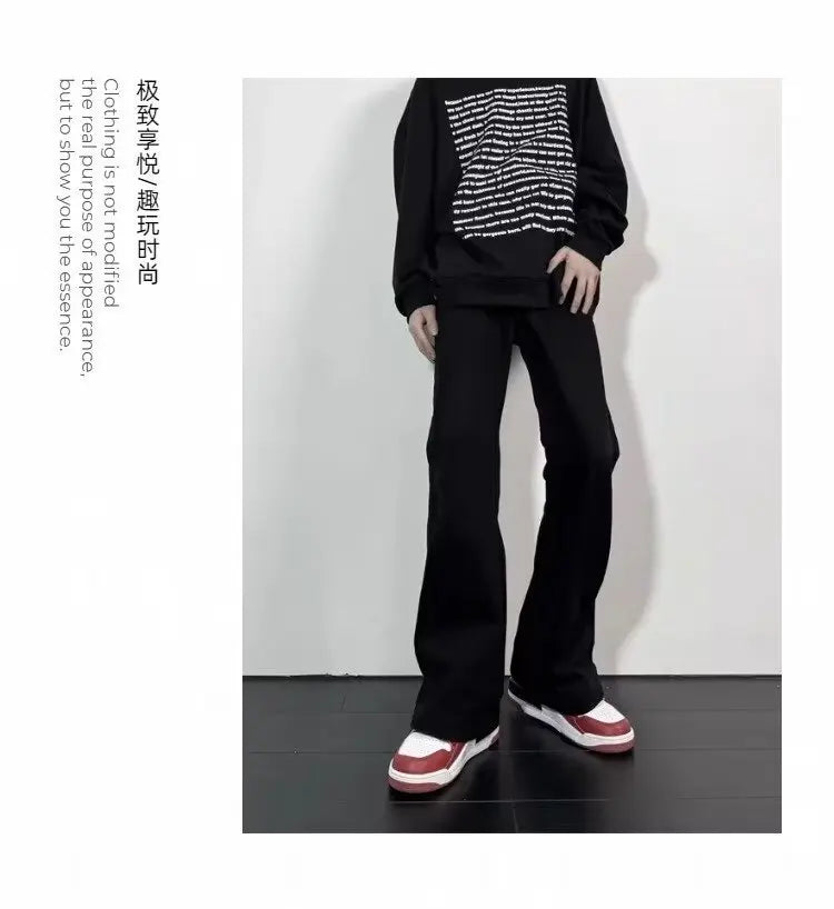 Black Jeans Men Casual Simple All-match Flare Sleeve Handsome Streetwear Daily Fashion Stretchy American Style Pantalon Homme