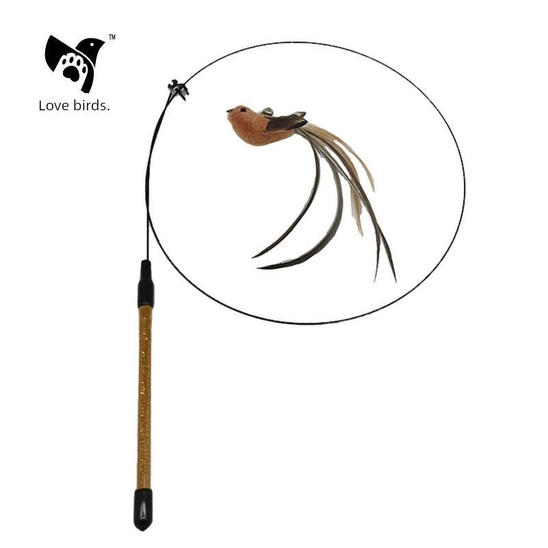 Aifei Bird Cat Toy Sucking Cat Feather Cat Playing Rod Artificial Bird Bunny Steel Wire Cat Teaser Pet Supplies