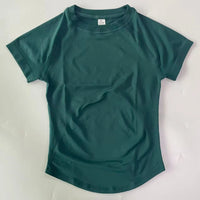 Longline Short Sleeve Top For Women Gym Crop Top Light Weight Yoga Top Shirt Stretchy Workout Clothes Running Sports Shirts