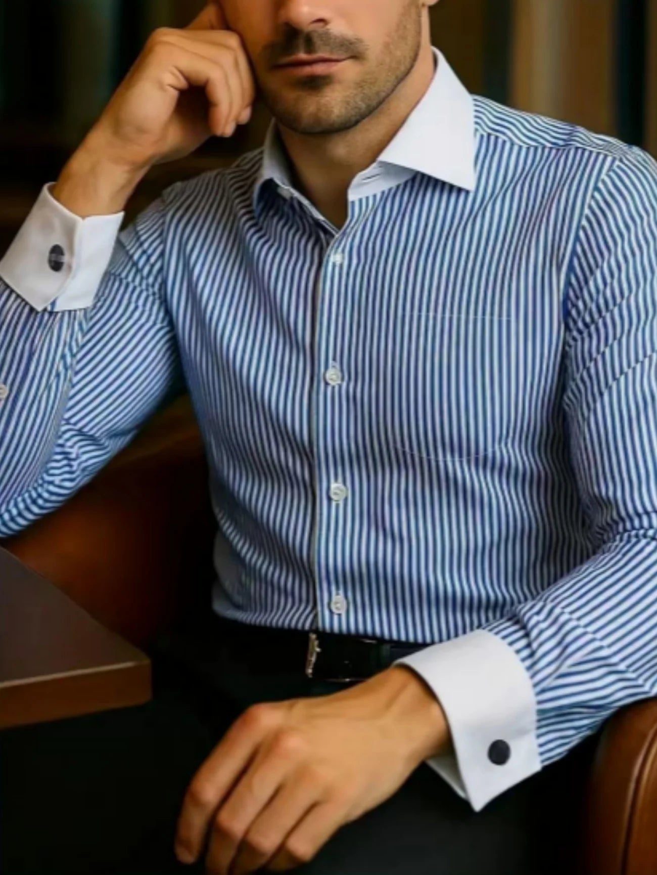 Men's Shirt Button Shirt Casual Shirt Black Red Blue Long Sleeve Striped Lapel Daily Vacation Wear Fashion Casual Tops Shirt