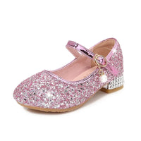 Zhongda Girls' Fashion Show Crystal Shoe New Versatile Mary Jane Fashion Sequins Walk Princess Shoe School Shoes for Kid Girls