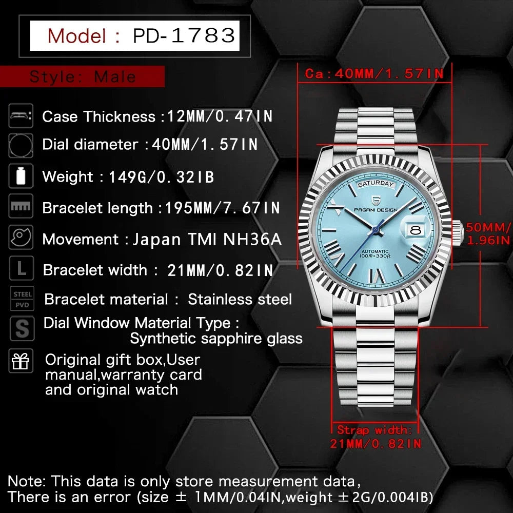 2025 New PAGANI DESIGN Luxury Men Mechanical Watches Rose Gold Automatic Watch For Men AR Sapphire Mirror Sports Clock Man Gifts
