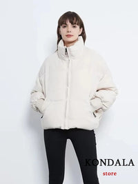 KONDALA Autumn Winter Women Jackets Thicken Streetwear Oversized Parkas Long Batwing Sleeve Pockets Fashion 2023 Female Coats