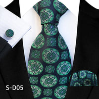 Flower Dot Ties For Men Luxury 8cm Wide Floral Wed Necktie Pocket Square Cufflinks Set Fashion For Men Party Wedding Gift