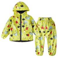 Children's Clothing Sets Cartoon Raincoat Suit Girls Boys Sets Waterproof Top and Pants 2pcs For Kids Hooded Jacket And Trousers