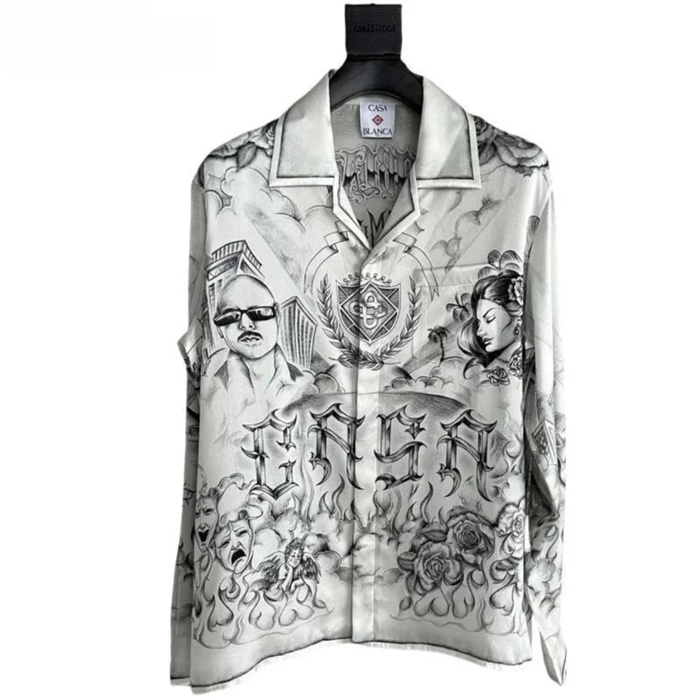 2025 men's printed T-shirt, men's and women's long sleeved shirt, 100% polyester fiber, fashionable and comfortable casual men's