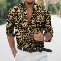 New Luxury Style Print Men's Turn-down Collar Button Shirt Casual Long Sleeve Shirt Fashion Streetwear Trend Tops Comfortable