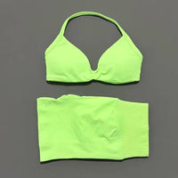 2 Piece Sport Set Women Seamless Yoga Tank Bra High Waist Scrunch Bum Gym Shorts Sets Fitness Running Workout Suit