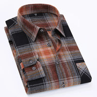 S-11XL Plaid Flannel Shirts For Men's Long Sleeve Cotton Fashion Design Young Casual Standard-Fit Thick Man Shirt Blouse Clothes