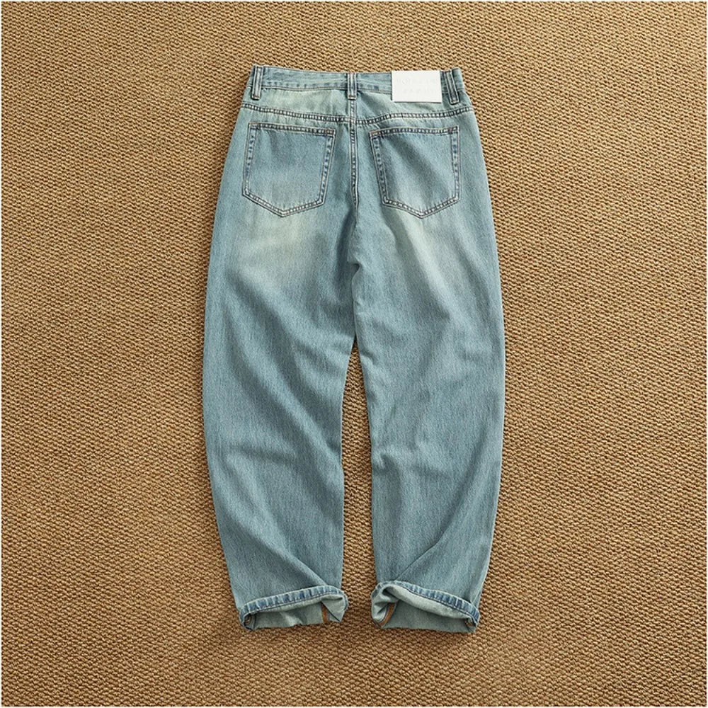 Jeans men's spring and summer thin loose straight tube drop wide leg long pants