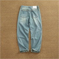 Jeans men's spring and summer thin loose straight tube drop wide leg long pants