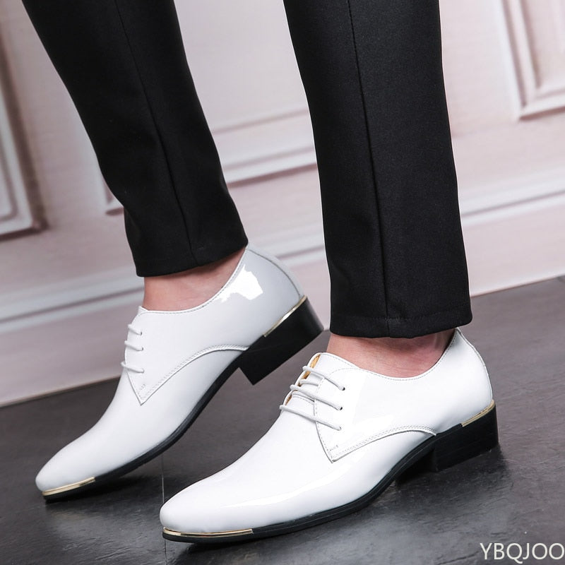 2022 Newly Men&#39;s Quality Patent Leather Shoes White Wedding Shoes Size 38-48