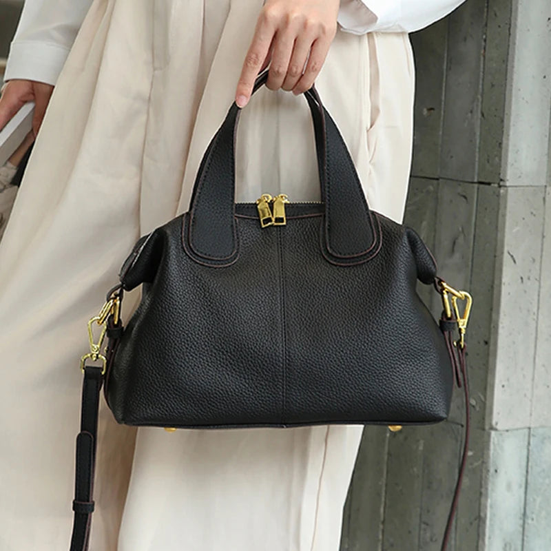 Ladies' luxury handbag high-quality genuine leather large capacity pillow bag with a ladylike temperament suitable for shopping