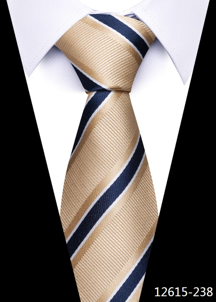 Newest Style 8 cm Necktie Man Blue Golden Striped Wedding Accessories Performance Tie Men Necktie Gravatas Fit Business