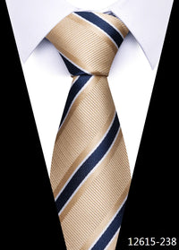 Newest Style 8 cm Necktie Man Blue Golden Striped Wedding Accessories Performance Tie Men Necktie Gravatas Fit Business