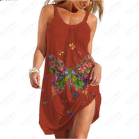 2023 Sexy New Hawaiian Fashion Short Skirt Women's Loose Round Neck Sexy Shirt