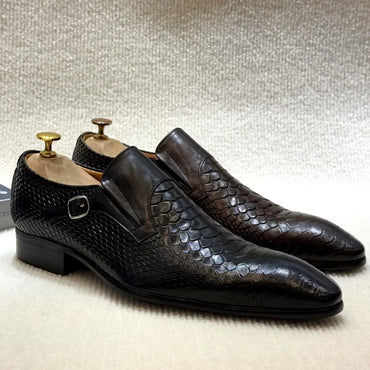 Men's Luxury Italian Leather Oxford Shoes Plaid Print Lace-Up Formal Black/Brown Office Wedding Fashionable New Arrival